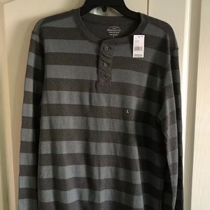 Roebuck & Co Henley Shirt Gray Stripe Mens Large